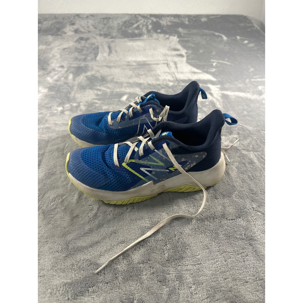New Balance Fresh Foam Rave‎ v2 Kids Blue Lime Green Running Sneakers 5.5